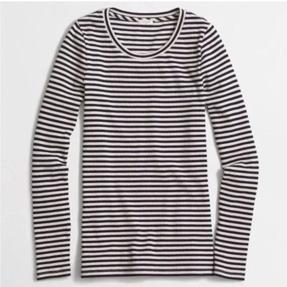J. Crew Striped Ribbed Long Sleeve Tee Size M